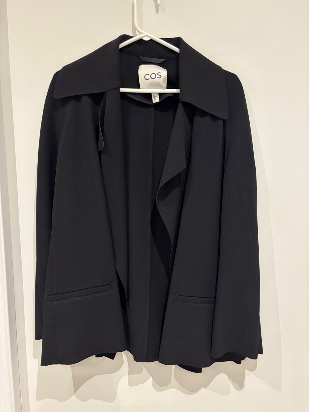 COS Black Open-Front Draped Blazer